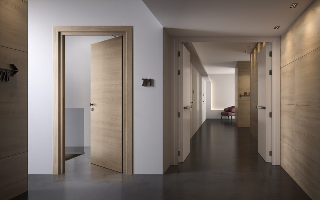 Porte REI 120 rovere decape aperta