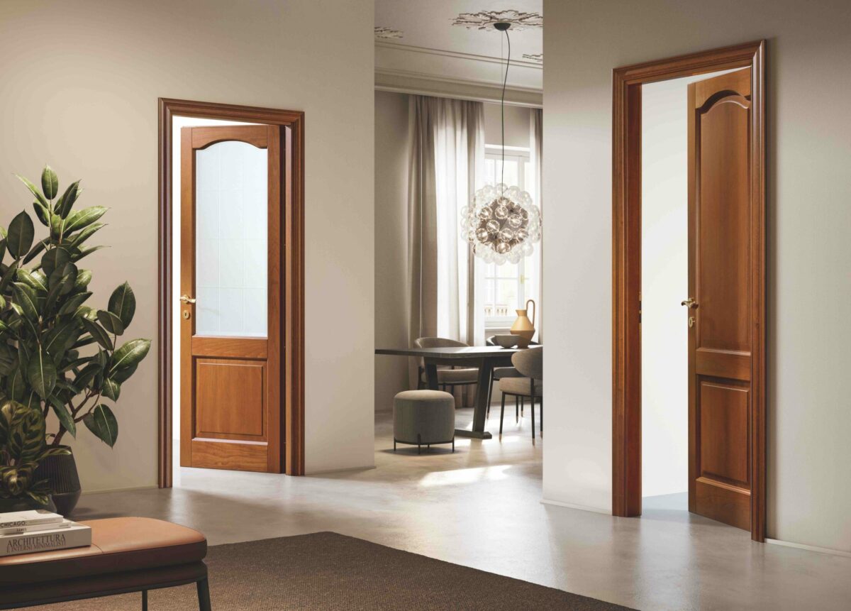 porte a battente in legno di rovere co vetro satinato stile classico garofoli