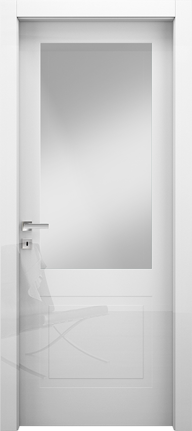 Interior swinging door 1/B/1/V, Miraquadra - Glossy white lacquered - Garofoli