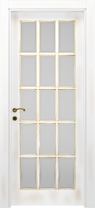Interior swinging door VMULTIPLU 15/V, Dorè - White lacquered gold antiqued - Garofoli