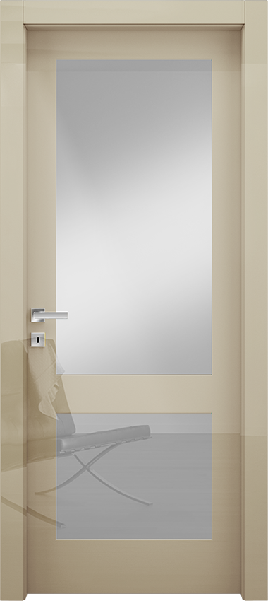Interior swinging door 2/V, Miraquadra - Glossy ivory lacquered - Garofoli