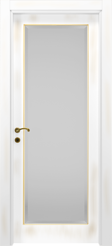Interior swinging door VELUNU 1/V, Dorè - White lacquered gold antiqued - Garofoli