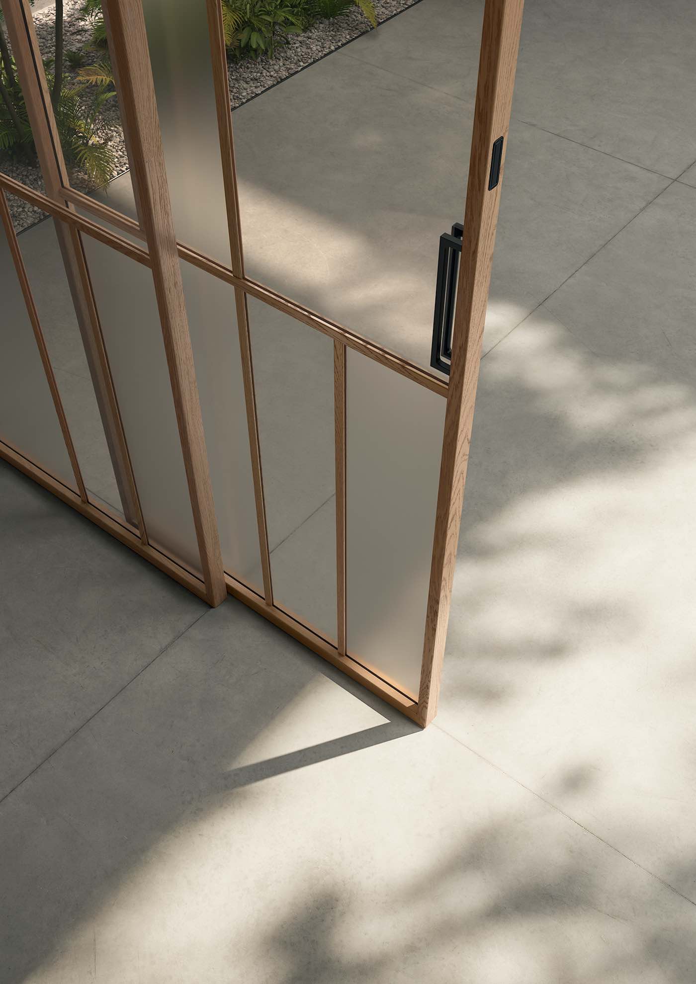 vetrata scorrevole con profili in legno Velopa NOI garofoli