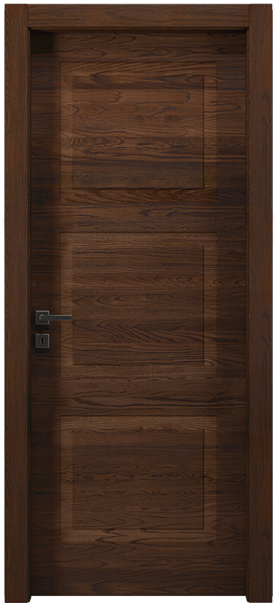 Porta da interni a battente 3/B, Mirawood - Rovere cuoio scuro - Garofoli