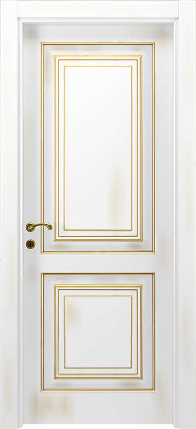 Porta da interni a battente DUPLU 2/B, Dorè - Laccato bianco-oro - Garofoli