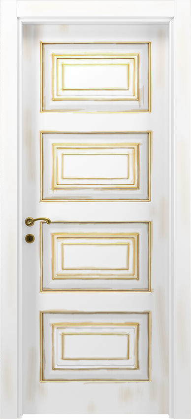 Porta da interni a battente QUADRU 4/B, Dorè - Laccato bianco-oro - Garofoli