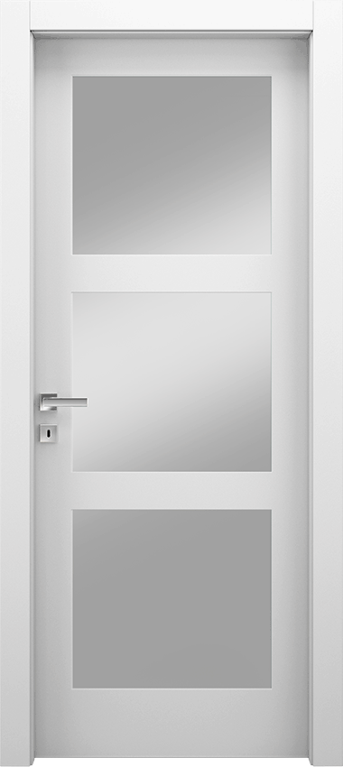 Porta da interni a battente 3/V, Miraquadra - Laccato bianco - Garofoli