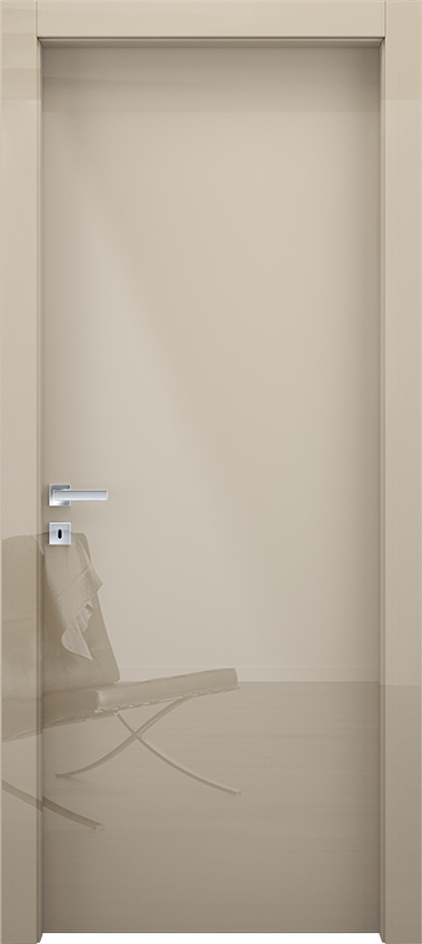 Interior swinging door LISCIA 1/L, Miraquadra - Glossy dove grey lacquered - Garofoli