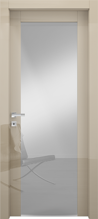 Interior swinging door 1/V/2001, Miraquadra - Glossy dove grey lacquered - Garofoli