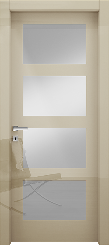 Interior swinging door 4/V, Miraquadra - Glossy ivory lacquered - Garofoli