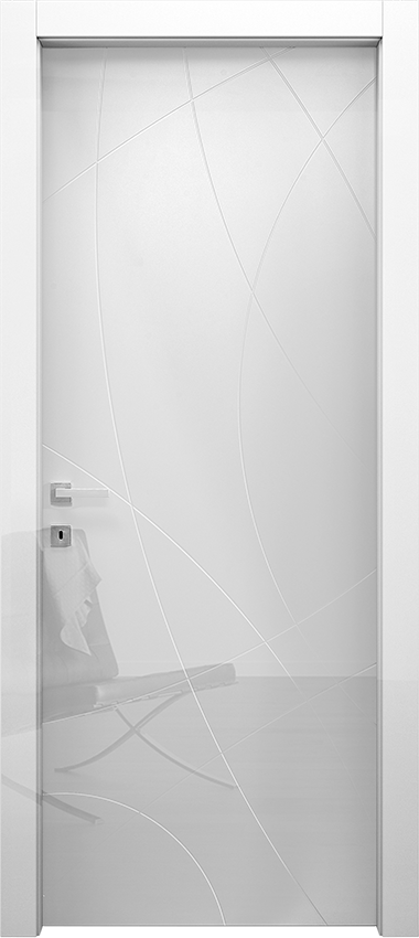 Interior swinging door TINIA 1/T, Miraquadra - Glossy white lacquered - Garofoli