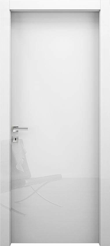 Interior swinging door LISCIA 1/L, Miraquadra - Glossy white lacquered - Garofoli