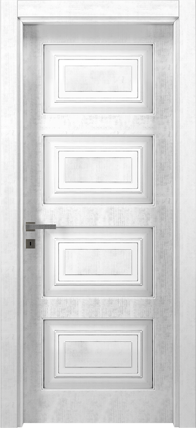 Porta da interni a battente QUADRU 4/B, Dorè - Laccato bianco anticato - Garofoli