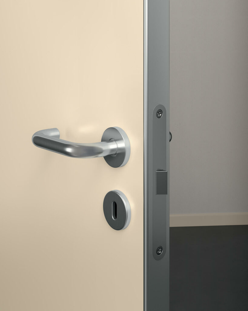 Porta tecnica in HPL Gidea Senia per ospedali e scuole, resistente e facile da igienizzare